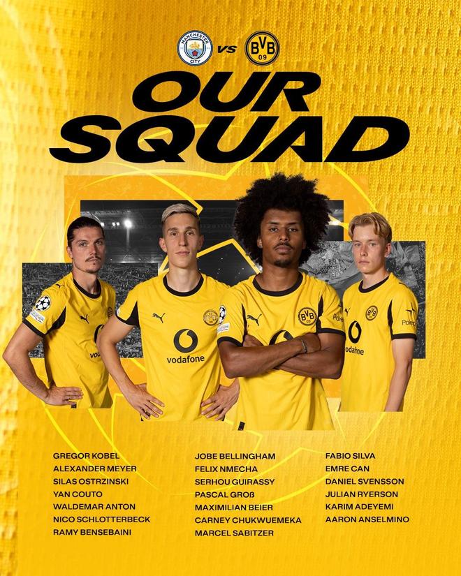 多特客战曼城大名单：吉拉西、施洛特贝克在列，布兰特缺阵